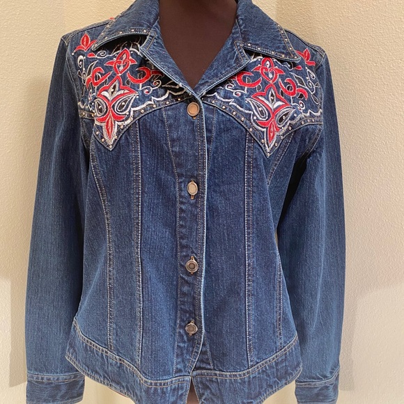 Vintage Gordon James embroidered denim jacket Sz M - Picture 1 of 6